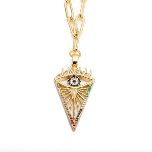 Rainbow Gem Evil Eye Necklace